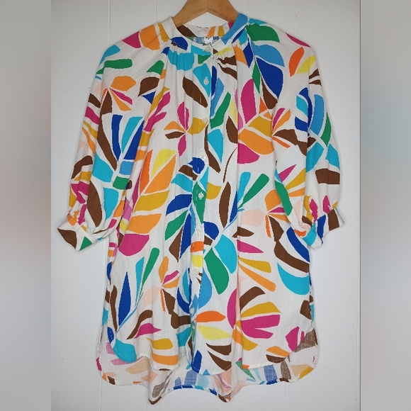 Tabitha Multicolor Leaf Pattern Tunic - Picture 1 of 15